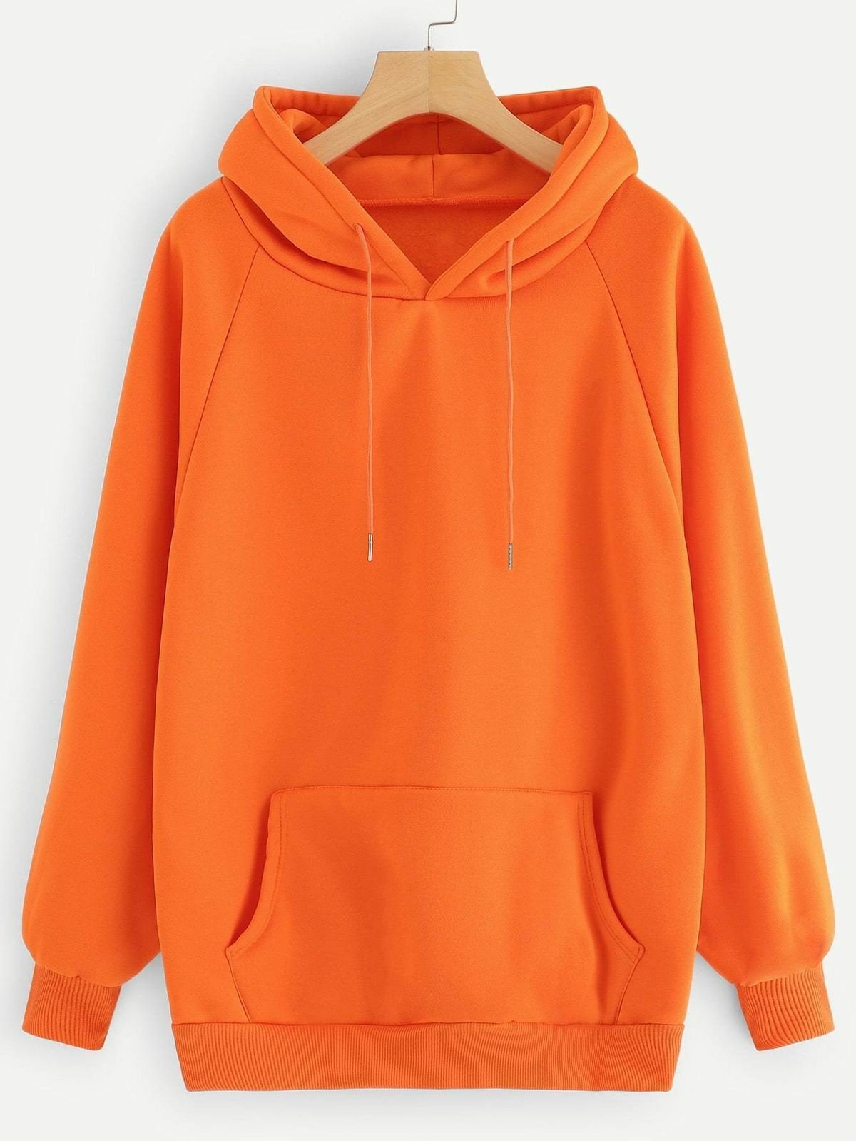 Orange Plain Fleece Full Sleeves Pull Over Hoodie - HB INDUSTRIES - Hoodies & Sweatshirts - 