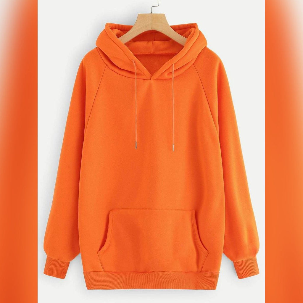 Orange Plain Fleece Full Sleeves Pull Over Hoodie - HB INDUSTRIES - Hoodies & Sweatshirts - 