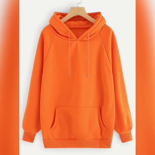 Orange Plain Fleece Full Sleeves Pull Over Hoodie - HB INDUSTRIES - Hoodies & Sweatshirts - 