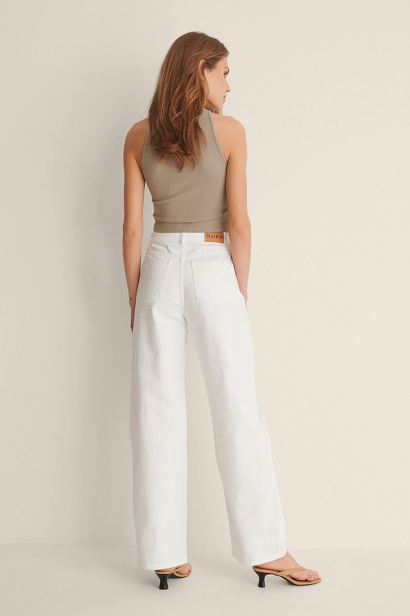 Organic Soft Rigid Wide Leg Destroyed Jeans For Womens - HB INDUSTRIES - Jeans - 