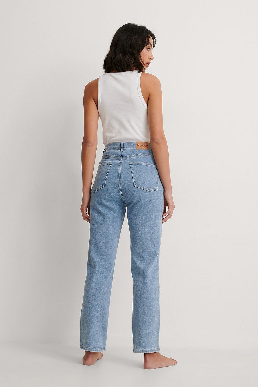 Organic Straight High Waist Jeans For Womens - HB INDUSTRIES - Jeans - 