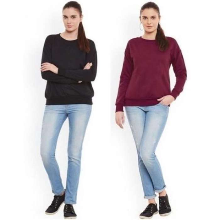 Pack of 2 Black and Mahroon sweat shirt For Womens - HB INDUSTRIES - Hoodies & Sweatshirts - 