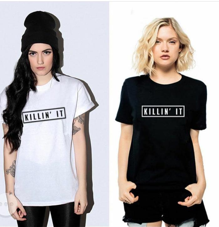 Pack of - 2 Black and White Cotton Printed Tshirts For Women - HB INDUSTRIES - Tops & T - Shirts - 