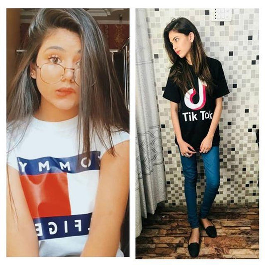 Pack Of 2 - Black and White Tik Tok Printed T - Shirts For - HB INDUSTRIES - Tops & T - Shirts - 