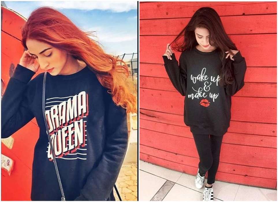Pack of 2 Black Drama Queen and Black Wakeup and Makeup Printed Sweatshirts For Women s - HB INDUSTRIES - Hoodies & Sweatshirts - 