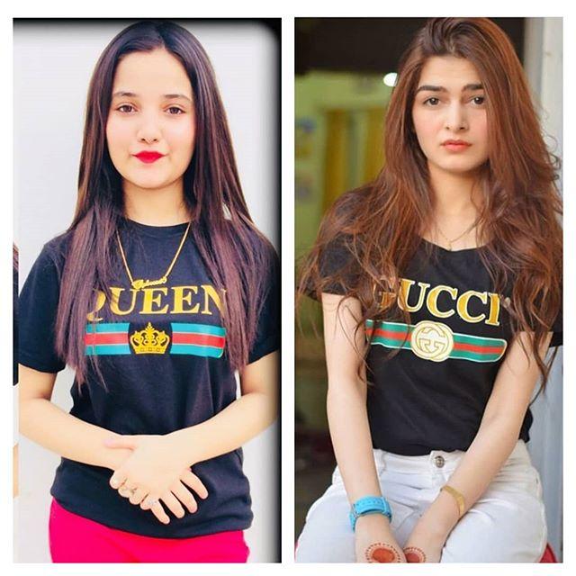 Pack of 2 - Black Queen and Black Gcci Printed T - shirt For Womens - HB INDUSTRIES - Tops & T - Shirts - 