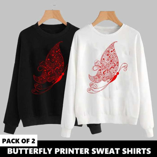 PACK OF 2 BUTTERFLY PRINTED SWEAT SHIRTS - HB INDUSTRIES - Hoodies & Sweatshirts - 