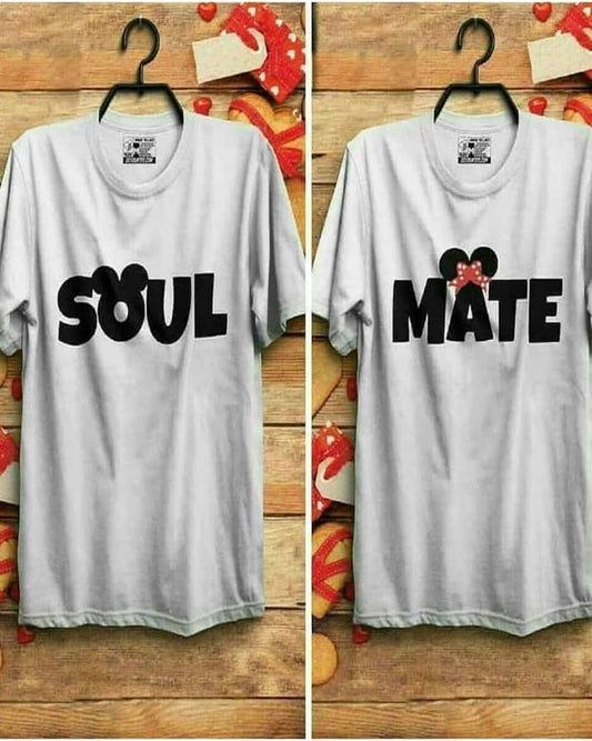 Pack Of 2 - Grey Cotton Printed T - Shirts For Couples - HB INDUSTRIES - Tops & T - Shirts - 