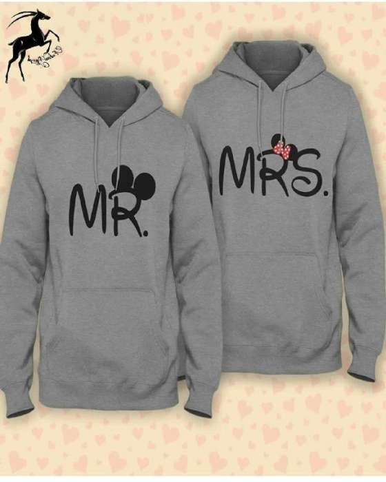 Pack Of 2 Grey Mr Mrs Printed hoodie FOr Both - HB INDUSTRIES - Hoodies & Sweatshirts - 