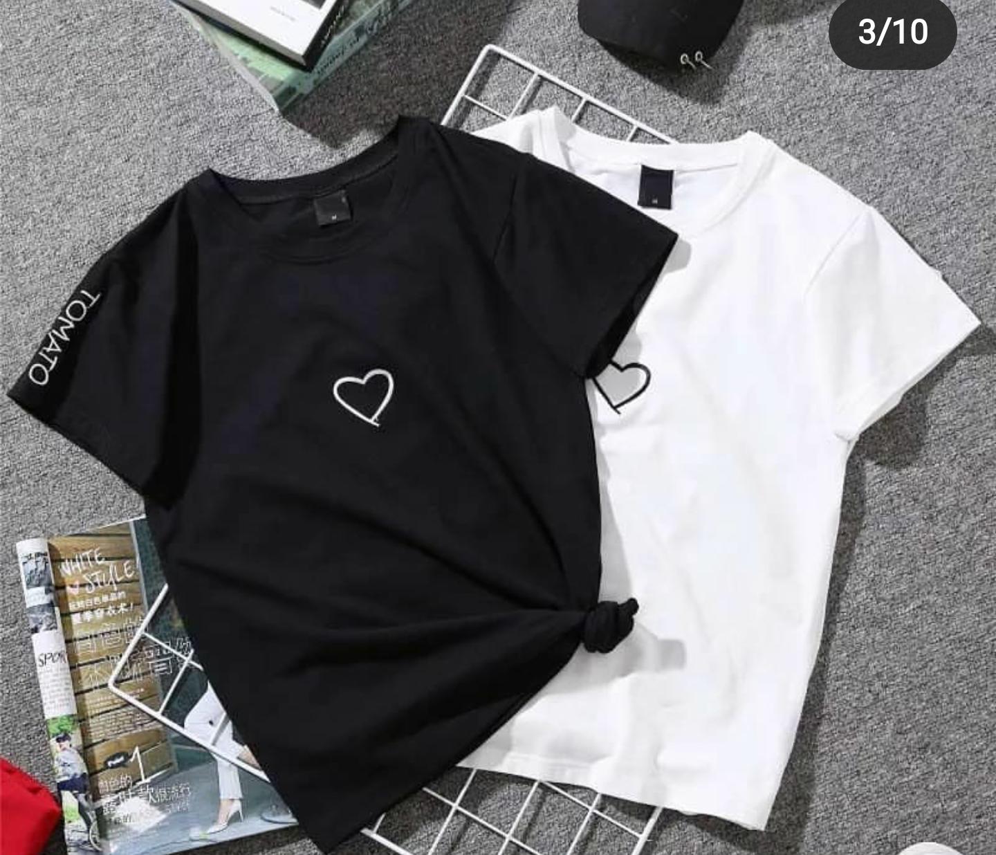 Pack of 2 Heart Printed Cotton Halfsleeves Oneck Tshirt - HB INDUSTRIES - Tops & T - Shirts - 