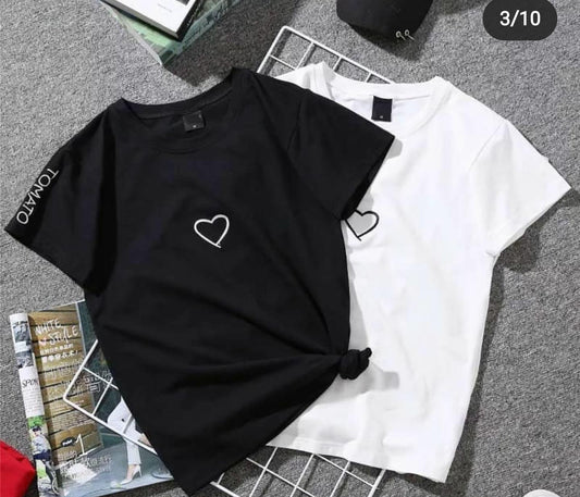 Pack of 2 Heart Printed Cotton Halfsleeves Oneck Tshirt - HB INDUSTRIES - Tops & T - Shirts - 