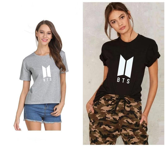 Pack of 2 - Heather Grey BTS and Black BTS Printed T - Shirts For Women - HB INDUSTRIES - Tops & T - Shirts - 