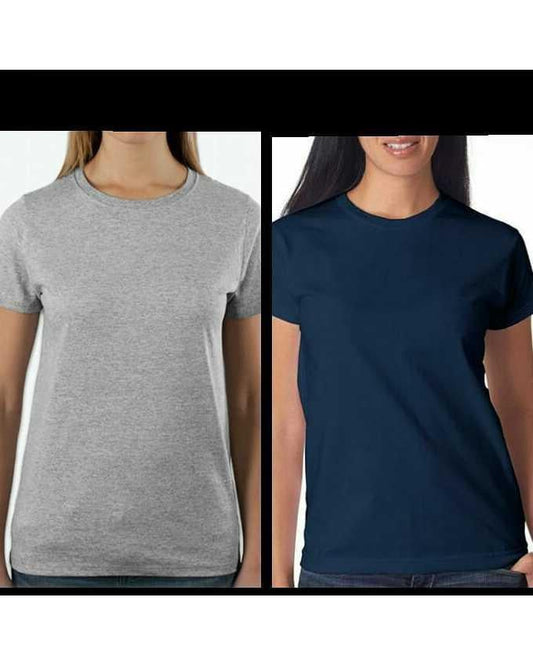 Pack of - 2 Light Grey and Navy Blue Basic Tshirts For Women - HB INDUSTRIES - Tops & T - Shirts - 