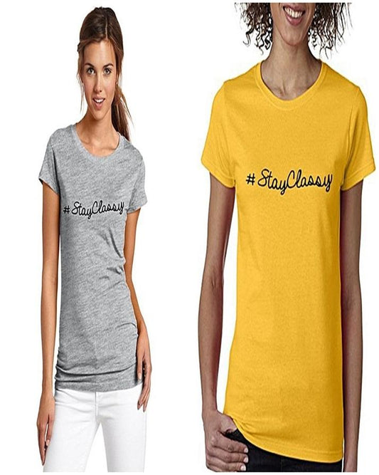 Pack Of 2 - Multicolor Cotton Printed T - Shirts For Women - HB INDUSTRIES - Tops & T - Shirts - 