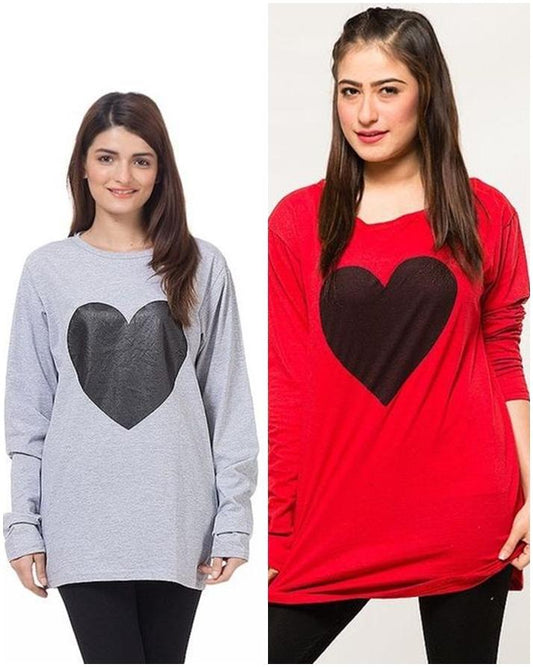Pack of 2 - Printed T - Shirts For Her - Grey and Red - HB INDUSTRIES - Tops & T - Shirts - 