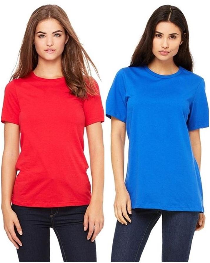 Pack of 2 - Red and Royal Blue Cotton T - shirts For Women - HB INDUSTRIES - Tops & T - Shirts - 