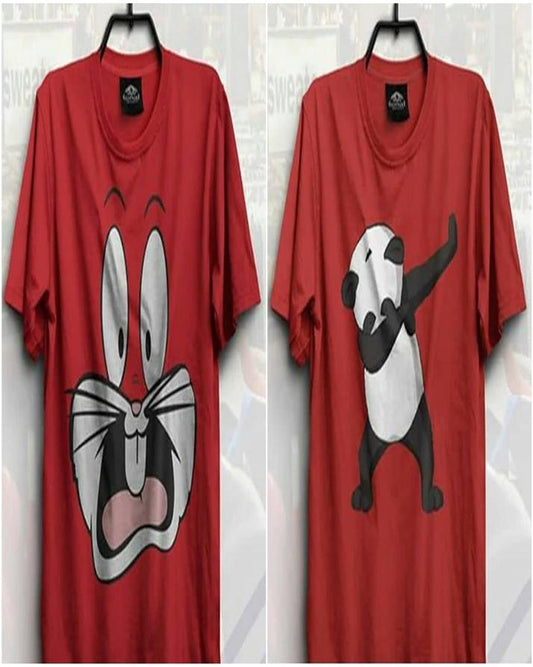 Pack Of 2 - Red Cotton Printed T - Shirts For Women - HB INDUSTRIES - Tops & T - Shirts - 