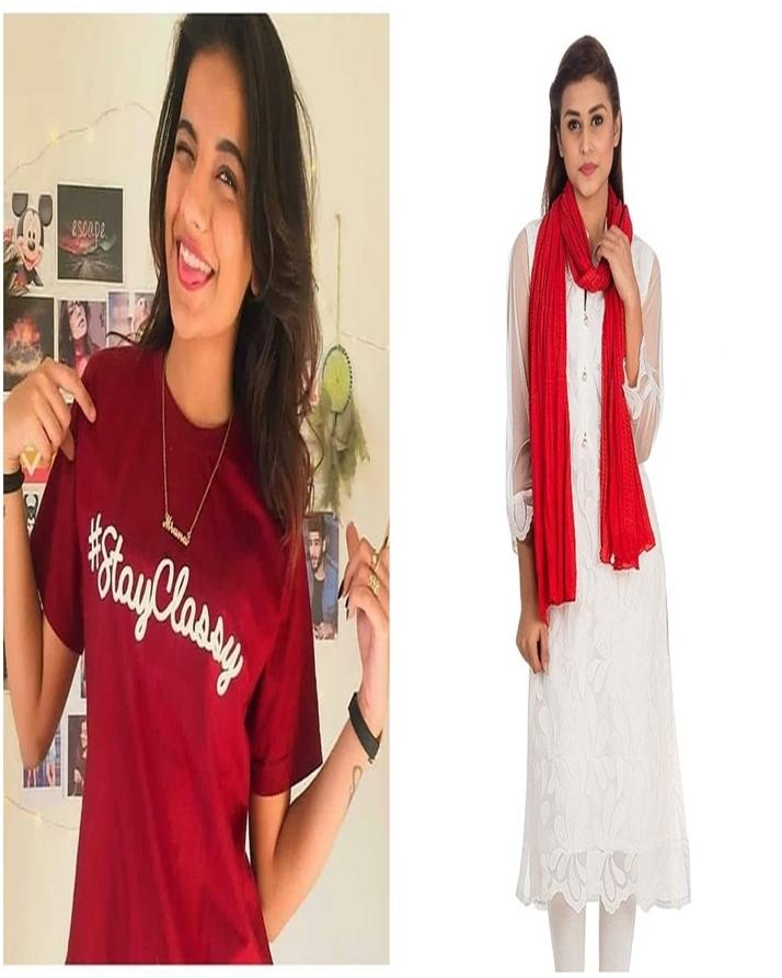 Pack of 2 - Red Printed T - Shirt With Red Cotton Stole - HB INDUSTRIES - Tops & T - Shirts - 
