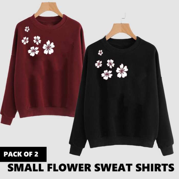 PACK OF 2 SIDE FLOWER PRINTED SWEAT SHIRTS - HB INDUSTRIES - Hoodies & Sweatshirts - 