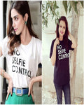 Pack Of 2 - White and Black No Selfie Printed Tshirt For Women