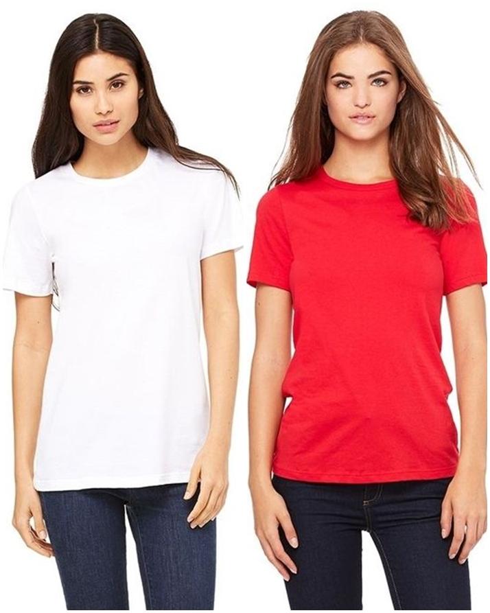 Pack of 2 - White and Red Cotton T - shirts For Women - HB INDUSTRIES - Tops & T - Shirts - 