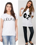 Pack Of 2 - White Cotton Printed Tshirt For Women