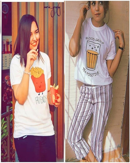 Pack of 2 - White Printed T - Shirts For Her - HB INDUSTRIES - Tops & T - Shirts - 