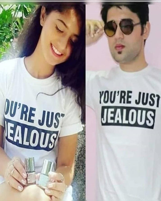 Pack Of 2 - White You Just Jelous Printed T - Shirts For Couple - HB INDUSTRIES - Tops & T - Shirts - 