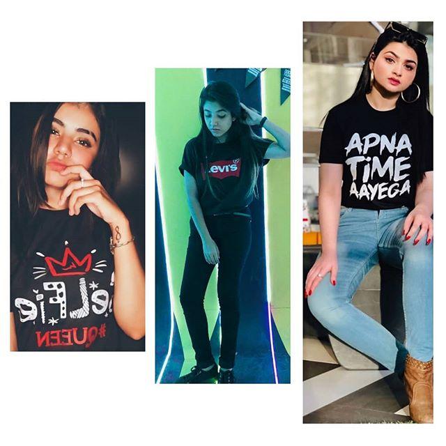 Pack of 3 - Black Selfie Queen Black Livis Black Apna Time Ayega Cotton T - Shirt - HB INDUSTRIES - Tops & T - Shirts - 