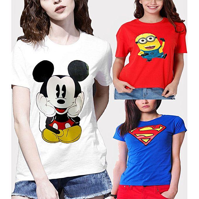 Pack of - 3 Multicolour Cotto Printed Tshirt For Women - HB INDUSTRIES - Tops & T - Shirts - 