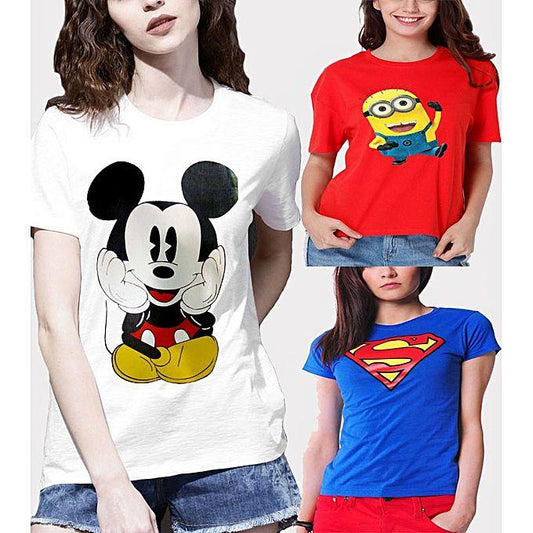 Pack of - 3 Multicolour Cotto Printed Tshirt For Women - HB INDUSTRIES - Tops & T - Shirts - 