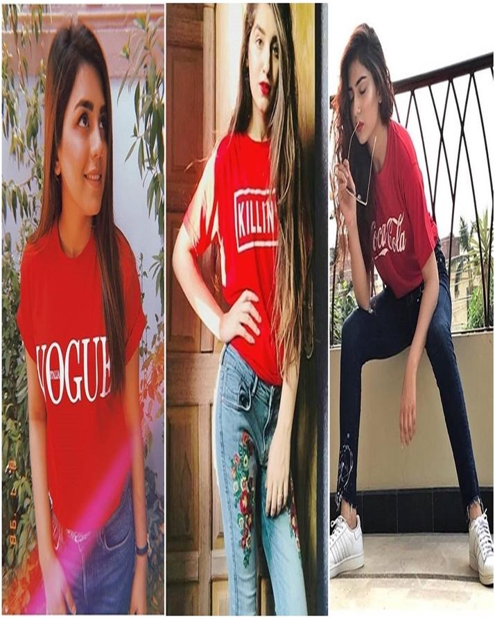 Pack Of 3 - Red Cotton Printed T - Shirt For Women - HB INDUSTRIES - Tops & T - Shirts - 