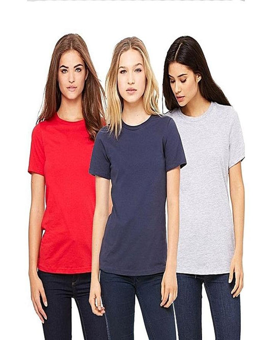 Pack of 3 - RedNavy Blue and Grey Plain T - Shirts For Her - HB INDUSTRIES - Tops & T - Shirts - 
