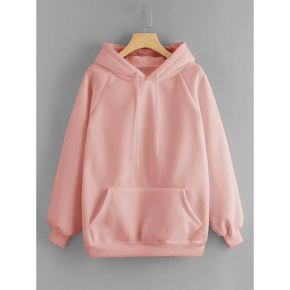 Peach Plain Fleece Full Sleeves Pull Over Hoodie - HB INDUSTRIES - Hoodies & Sweatshirts - 