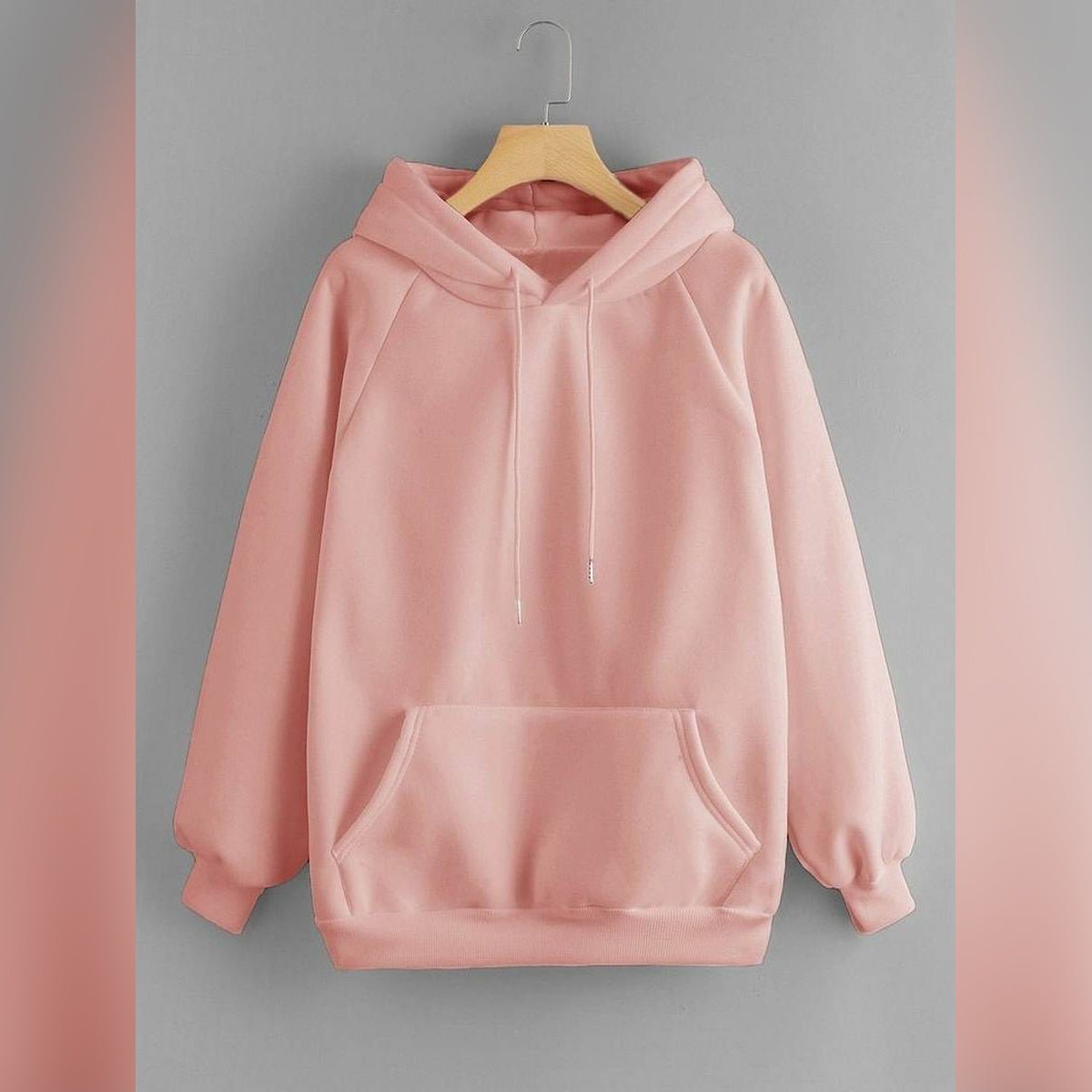 Peach Plain Fleece Full Sleeves Pull Over Hoodie - HB INDUSTRIES - Hoodies & Sweatshirts - 