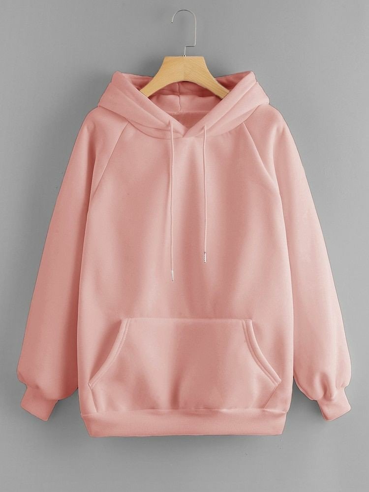 Peach Plain Fleece Full Sleeves Pull Over Hoodie - HB INDUSTRIES - Hoodies & Sweatshirts - 