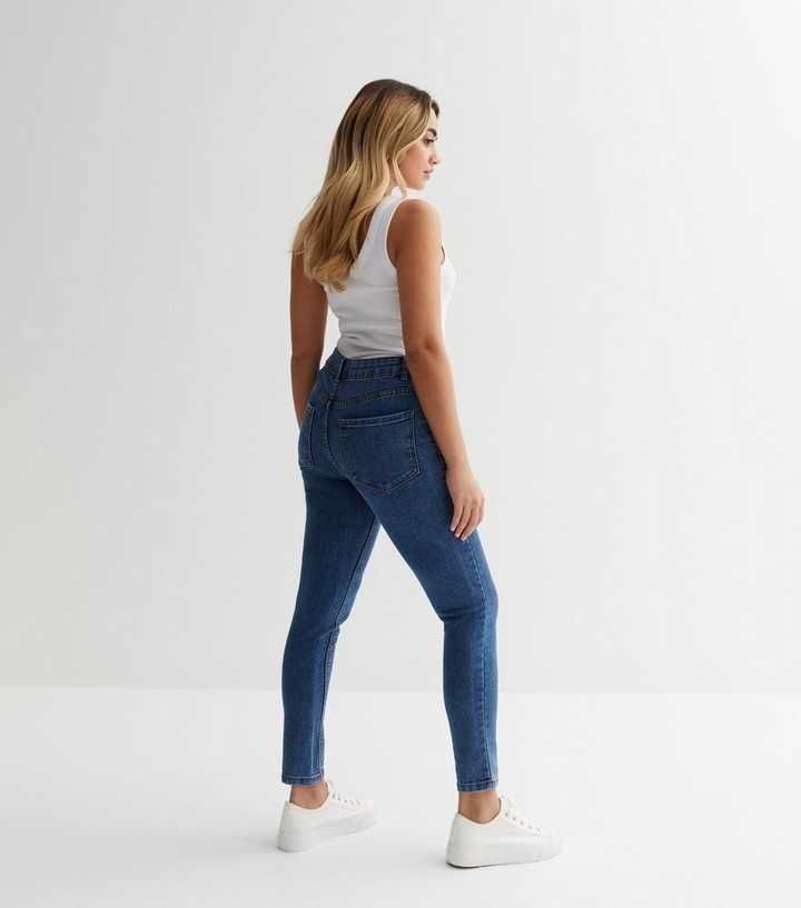 Petite Blue Mid Rise Amie Skinny Jeans - HB INDUSTRIES - Jeans - 