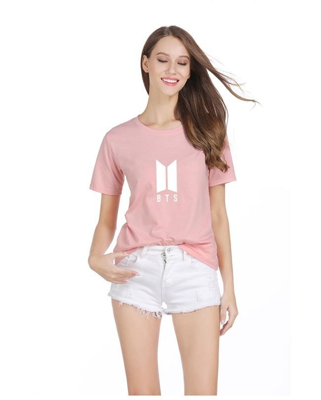 Pink BTS Cotton Printed T - Shirt For Her - HB INDUSTRIES - Tops & T - Shirts - 