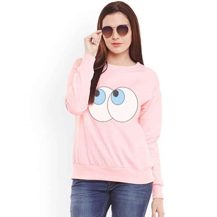 Pink Eye Printed Sweat Shirt For womens - HB INDUSTRIES - Hoodies & Sweatshirts - 