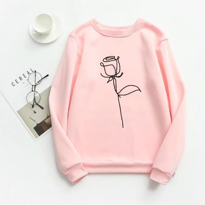 Pink Line Art Fleece Full Sleeves Sweatshirt For Women - HB INDUSTRIES - Hoodies & Sweatshirts - 