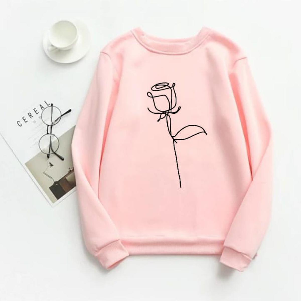 Pink Line Art Fleece Full Sleeves Sweatshirt For Women - HB INDUSTRIES - Hoodies & Sweatshirts - 