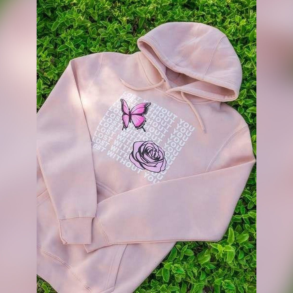 Pink Lost Without You Fleece Full Sleeves Pull Over Hoodie For Women - HB INDUSTRIES - Hoodies & Sweatshirts - 