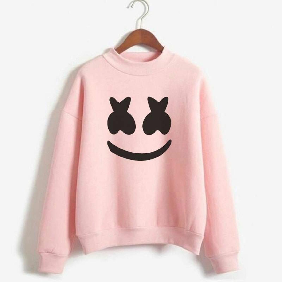 Pink Marshmallow Fleece Full Sleeves Pull Over Sweatshirt For Women - HB INDUSTRIES - Hoodies & Sweatshirts - 