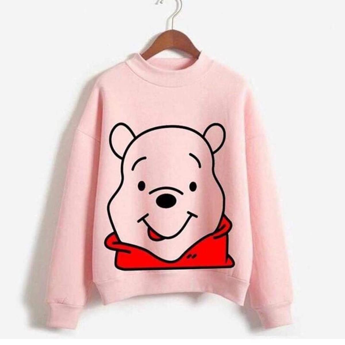 Pink Pooh Fleece Full Sleeves Pull Over Sweatshirt For Women - HB INDUSTRIES - Hoodies & Sweatshirts - 