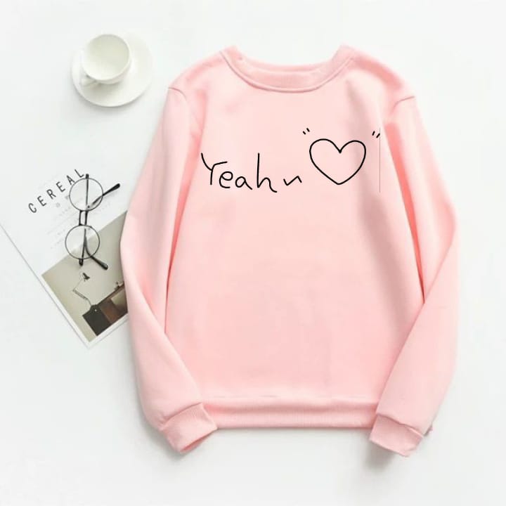 Pink Yeah Fleece Full Sleeves Sweatshirt For Women - HB INDUSTRIES - Hoodies & Sweatshirts - 