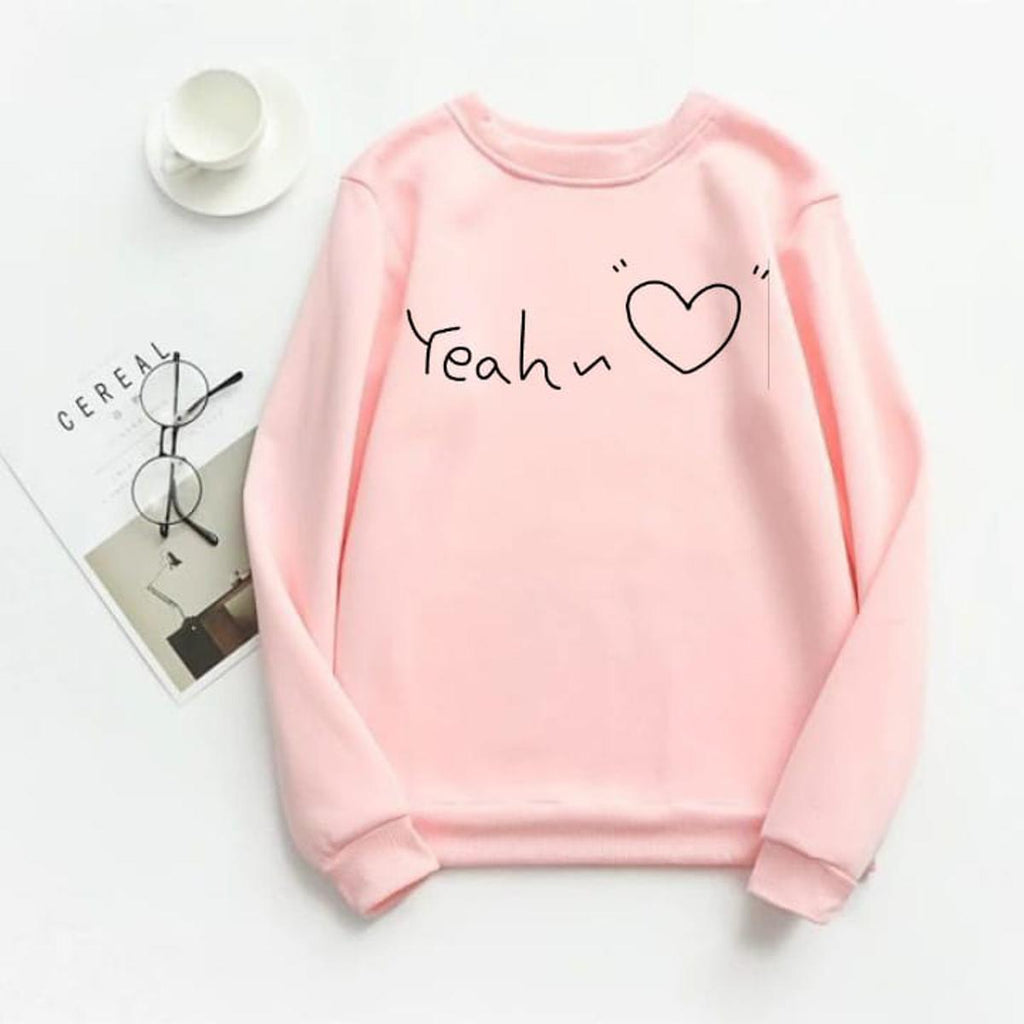 Pink Yeah Fleece Full Sleeves Sweatshirt For Women - HB INDUSTRIES - Hoodies & Sweatshirts - 
