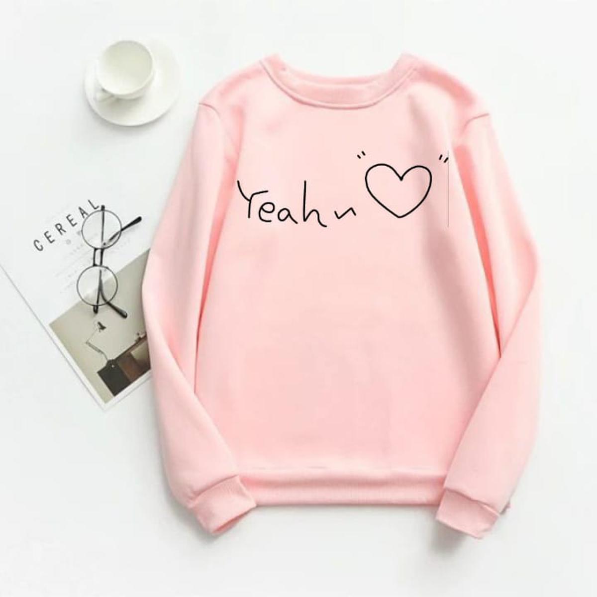 Pink Yeah Fleece Full Sleeves Sweatshirt For Women - HB INDUSTRIES - Hoodies & Sweatshirts - 
