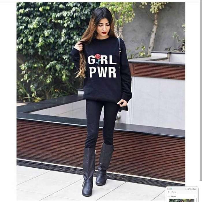 Power Stylish Black Printed Sweatshirt For Women - HB INDUSTRIES - Hoodies & Sweatshirts - 