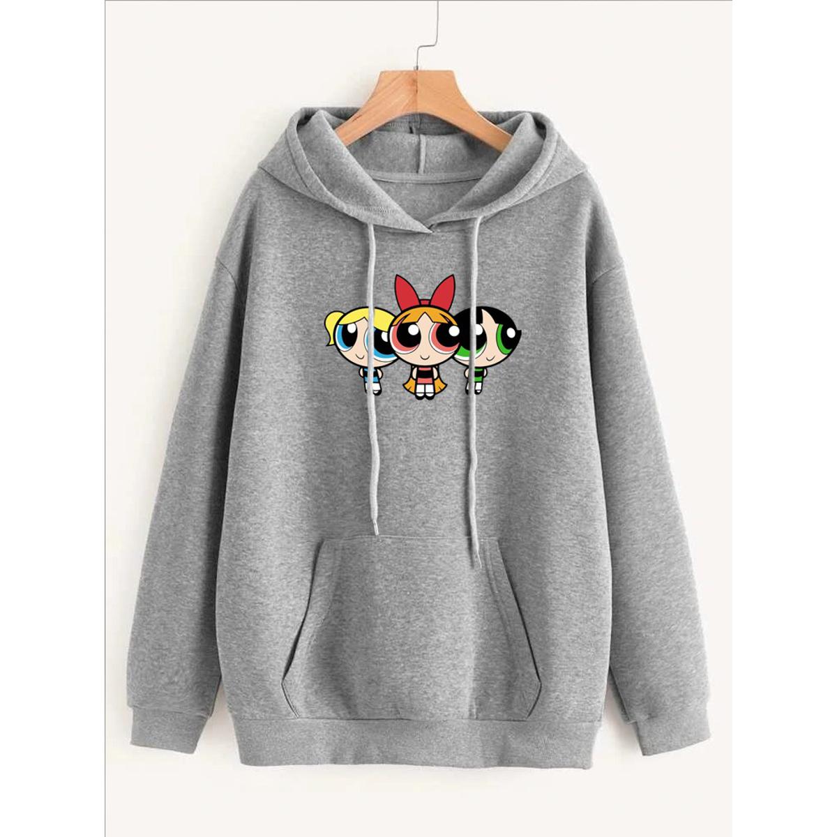 Powerpuff Girls Printed Fleece Full Sleeves Pull Over Hoodie For Women - HB INDUSTRIES - Hoodies & Sweatshirts - 