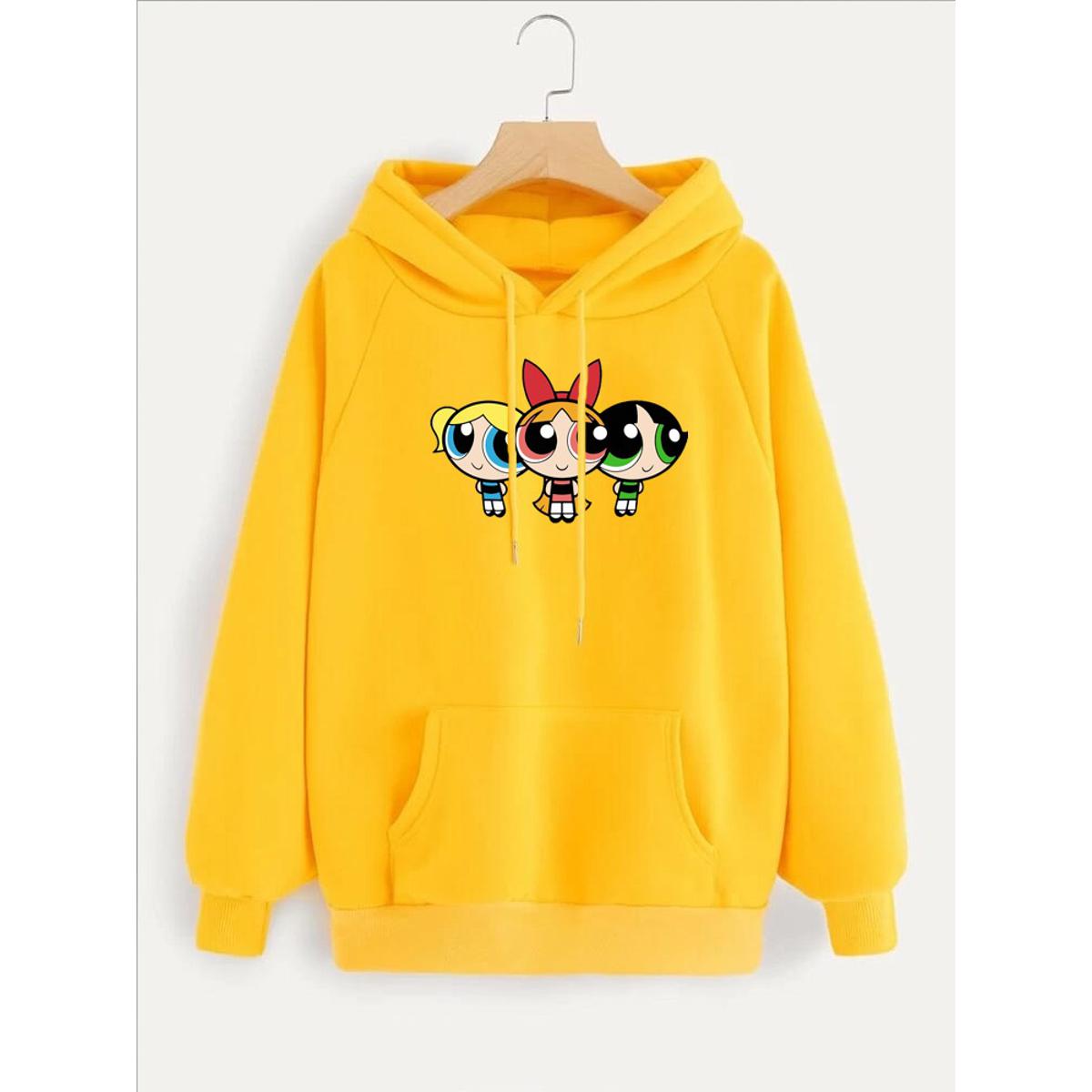 Powerpuff Girls Printed Fleece Full Sleeves Pull Over Hoodie For Women - HB INDUSTRIES - Hoodies & Sweatshirts - 